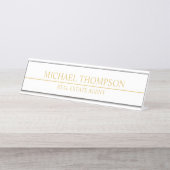 Professional Elegant White en Gold Bureau Naambordje (Voorkant)