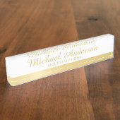 Professional Elegant White en Gold Naambordje (Zijkant)