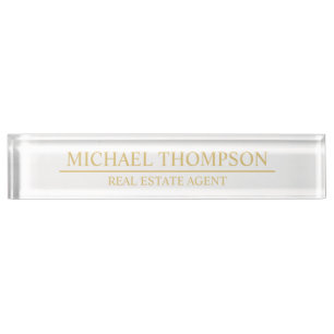 Professional Elegant White en Gold Naambordje