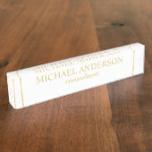 Professional Elegant White en Gold Naambordje (Zijkant)
