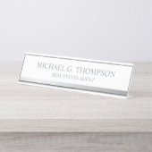 Professional Elegant White en Silver Bureau Naambordje (Voorkant)