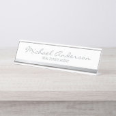 Professional Elegant White en Silver Bureau Naambordje (Voorkant)