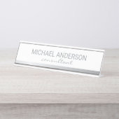 Professional Elegant White en Silver Bureau Naambordje (Voorkant)