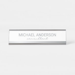 Professional Elegant White en Silver Bureau Naambordje