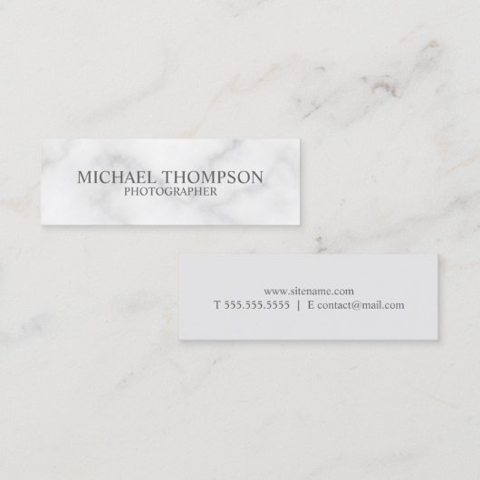 Professional Elegant White Marble Mini Visitekaartje (Voorkant / Achterkant)