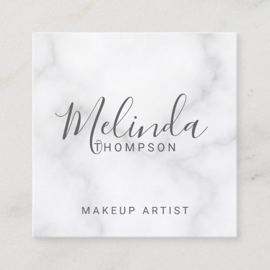 Professional Elegant White Marble Vierkante Visitekaartje (Voorkant)