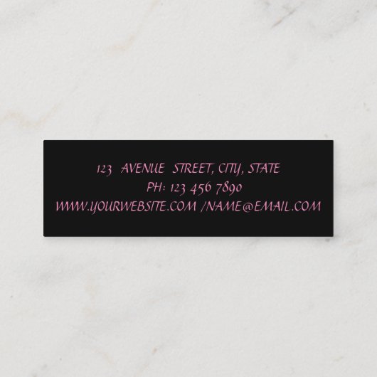 Professional Elegant White Opal, Stripe Lotus Mini Visitekaartje (Achterkant)