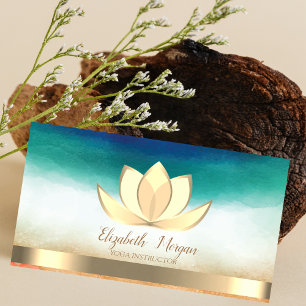 Professional Elegant Yoga Instructor Gold Lotus Visitekaartje