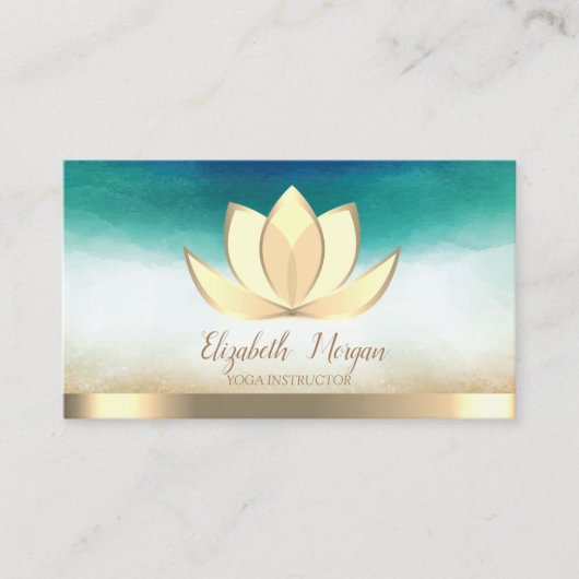 Professional Elegant Yoga Instructor Gold Lotus Visitekaartje (Voorkant)