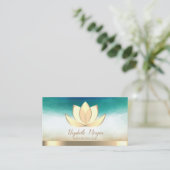 Professional Elegant Yoga Instructor Gold Lotus Visitekaartje (Staand voorkant)
