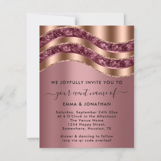 Professional Elegant zwart Roos koper QRCode roze (Voorkant)