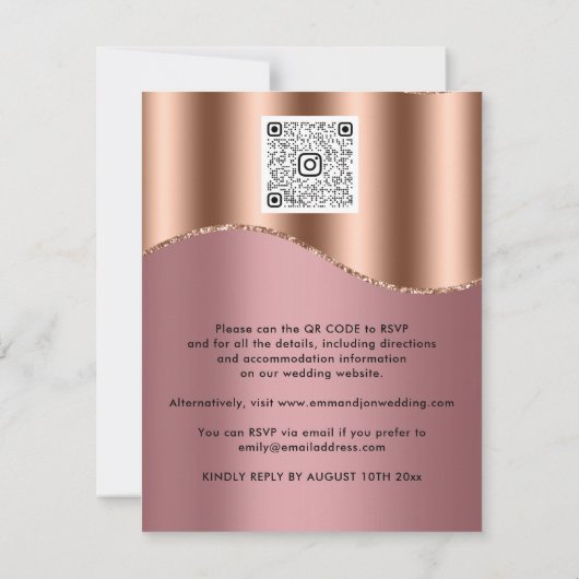 Professional Elegant zwart Roos koper QRCode roze (Achterkant)