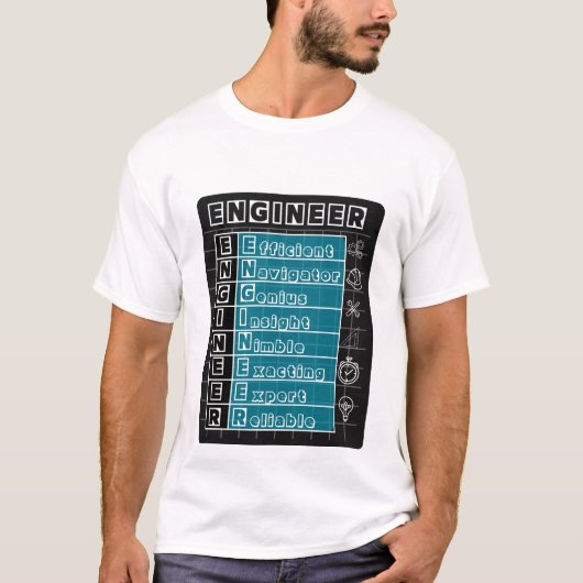 Professional Engineer Definition Blueprint T-Shirt (Voorkant)