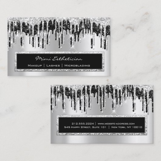 Professional Event Eyelash Roos Silver Black Drive Visitekaartje (Voorkant / Achterkant)