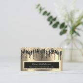 Professional Event Eyelash Sepia Gold Black Drip Visitekaartje (Staand voorkant)
