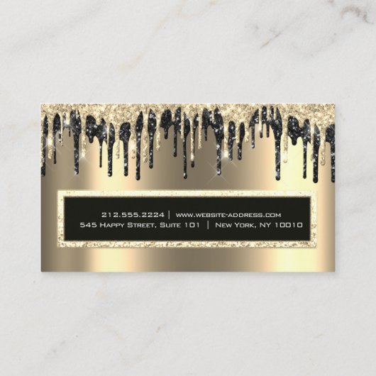 Professional Event Eyelash Sepia Gold Black Drip Visitekaartje (Achterkant)