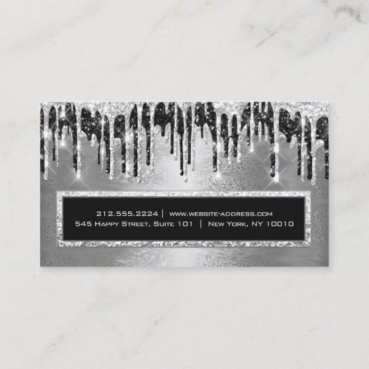 Professional Event Eyelash Silver Black Drip Metal Visitekaartje (Achterkant)