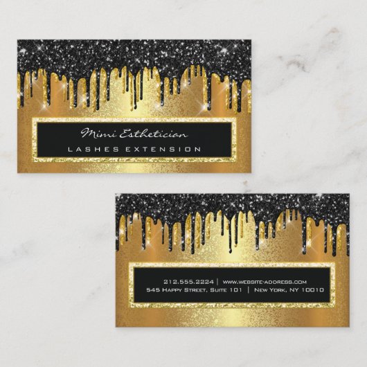 Professional Event Planner Eyelash Black Gold Drip Visitekaartje (Voorkant / Achterkant)