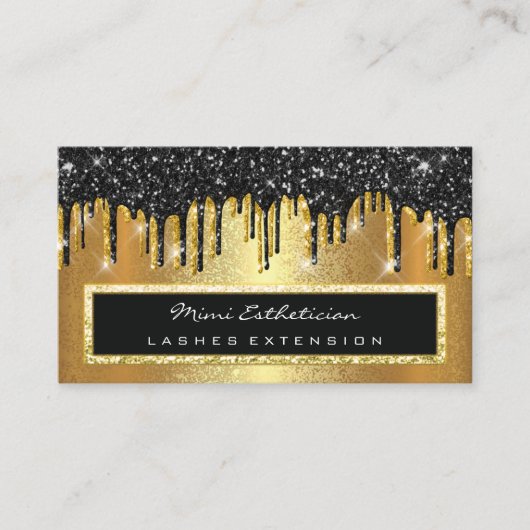 Professional Event Planner Eyelash Black Gold Drip Visitekaartje (Voorkant)