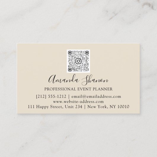 Professional Event Planner Roos Blush Logo QR Code Visitekaartje (Achterkant)