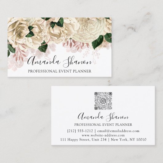 Professional Event Planner Roos Gold Logo QR Code Visitekaartje (Voorkant / Achterkant)