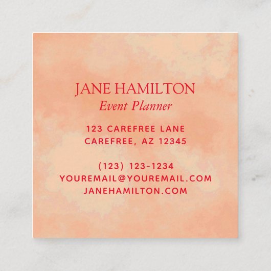 Professional Event Planner Vierkante Visitekaartje (Achterkant)