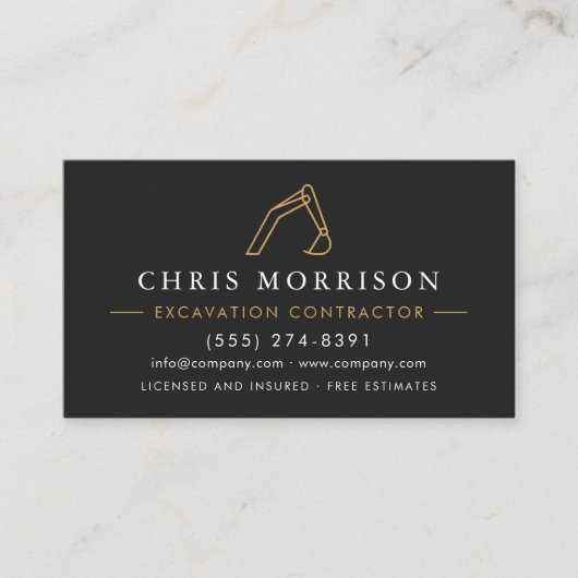 Professional Excavation Services Contractor Visitekaartje (Voorkant)