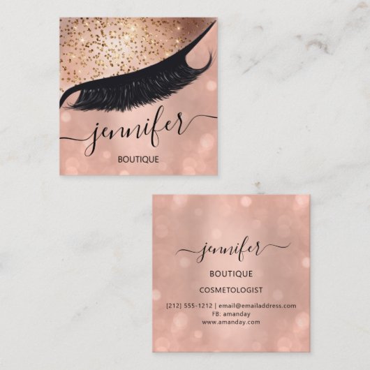 Professional Eyelash Extension Makeup Artist Skinn Vierkante Visitekaartje (Voorkant / Achterkant)