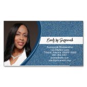 Professional Faux Blue Glitter - Aangepaste foto Magnetisch Visitekaartje (Voorkant)