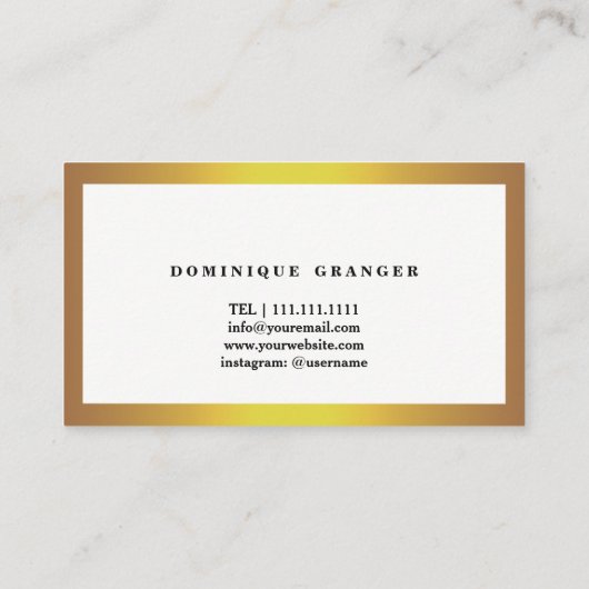 Professional Faux Gold en White Visitekaartje (Achterkant)