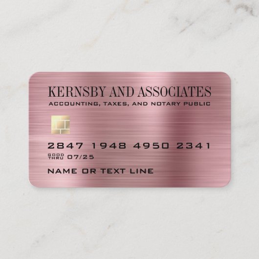 Professional Faux Metallic roze creditcard stijl Visitekaartje (Voorkant)