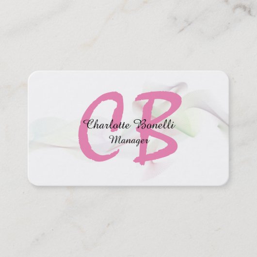 Professional Feminine Abstract Curve Roze Monogram Visitekaartje (Voorkant)