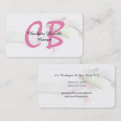 Professional Feminine Abstract Curve Roze Monogram Visitekaartje (Voorkant / Achterkant)