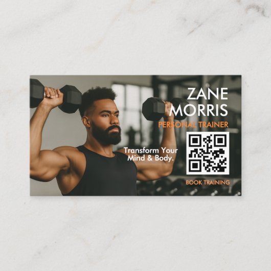 Professional Fitness Coach Photo QR Code Visitekaartje (Voorkant)