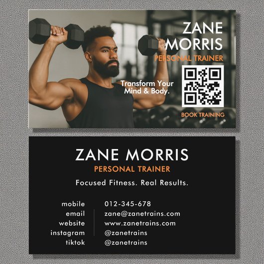 Professional Fitness Coach Photo QR Code Visitekaartje