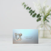 Professional Floral Sewing Machine Blue Visitekaartje (Staand voorkant)