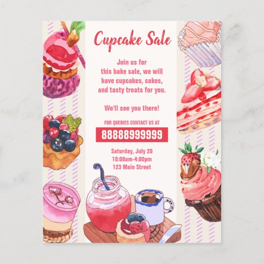 Professional Fun Baking Bake Bakery Sale Custom Flyer (Achterkant)