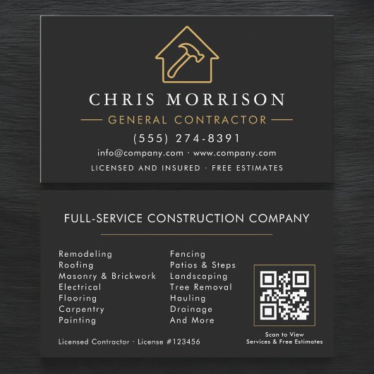 Professional General Contractor QR Code Visitekaartje