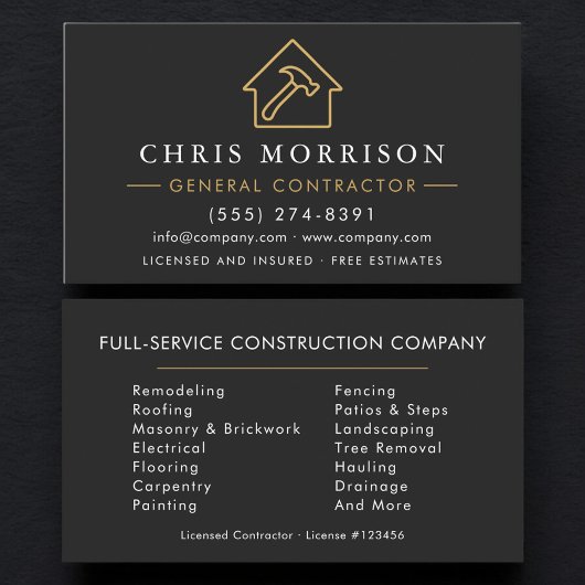 Professional General Contractor Visitekaartje