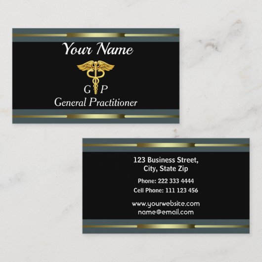 Professional General Practitioner Gold en Black Visitekaartje (Voorkant / Achterkant)
