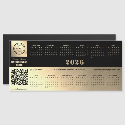 Professional Generic black&gold 2026 calendar magn (Voorkant / Achterkant)