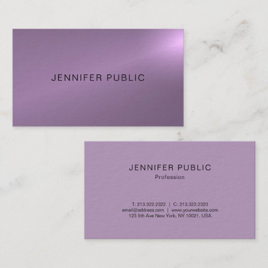 Professional Glam Elegant Paarse Elite Luxury Visitekaartje (Voorkant / Achterkant)