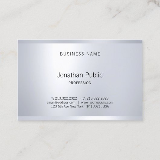 Professional Glam Silver Creative Modern Plain Top Visitekaartje (Achterkant)