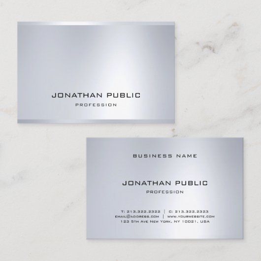 Professional Glamor Silver Artistic Modern Plain Visitekaartje (Voorkant / Achterkant)