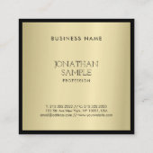 Professional Glamour Gold Elegant Minimalist Plain Vierkante Visitekaartje (Achterkant)