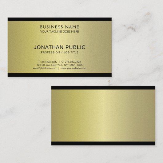 Professional Glamoureuze Gold Plain Pearl Luxury Visitekaartje (Voorkant / Achterkant)