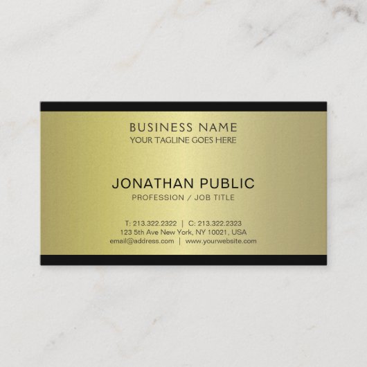 Professional Glamoureuze Gold Plain Pearl Luxury Visitekaartje (Voorkant)