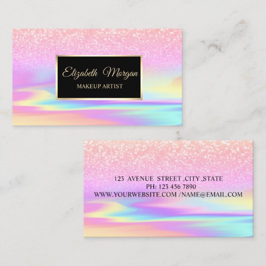 Professional Glitter Holographic Lijst Bokeh Visitekaartje (Voorkant / Achterkant)