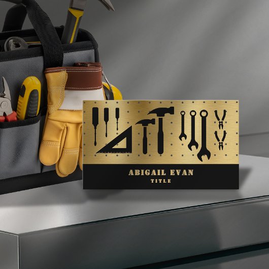 Professional Gold Auto Repair Tools Handyman Visitekaartje