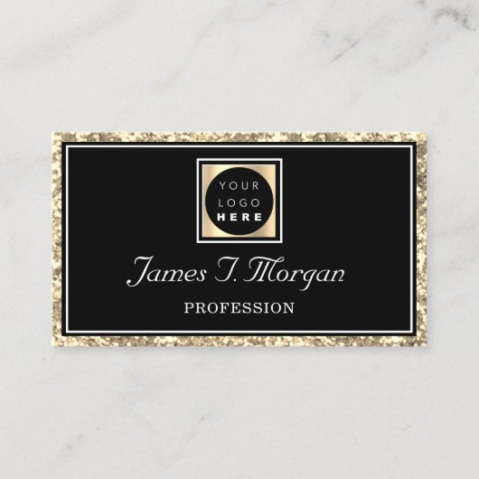 Professional Gold Black Glitter Lijst Logo Gold Visitekaartje (Voorkant)